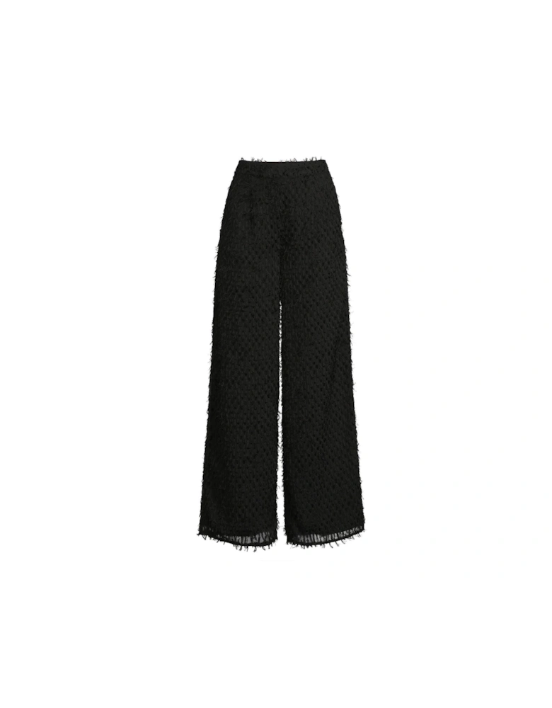 Co-Ord Eyelash Woven Wide Leg Trousers - Black