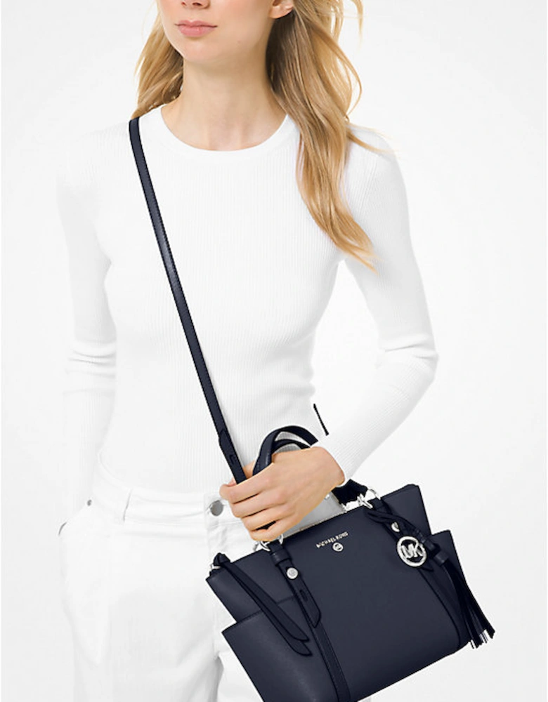 Sullivan Small Saffiano Leather Top-Zip Tote Bag