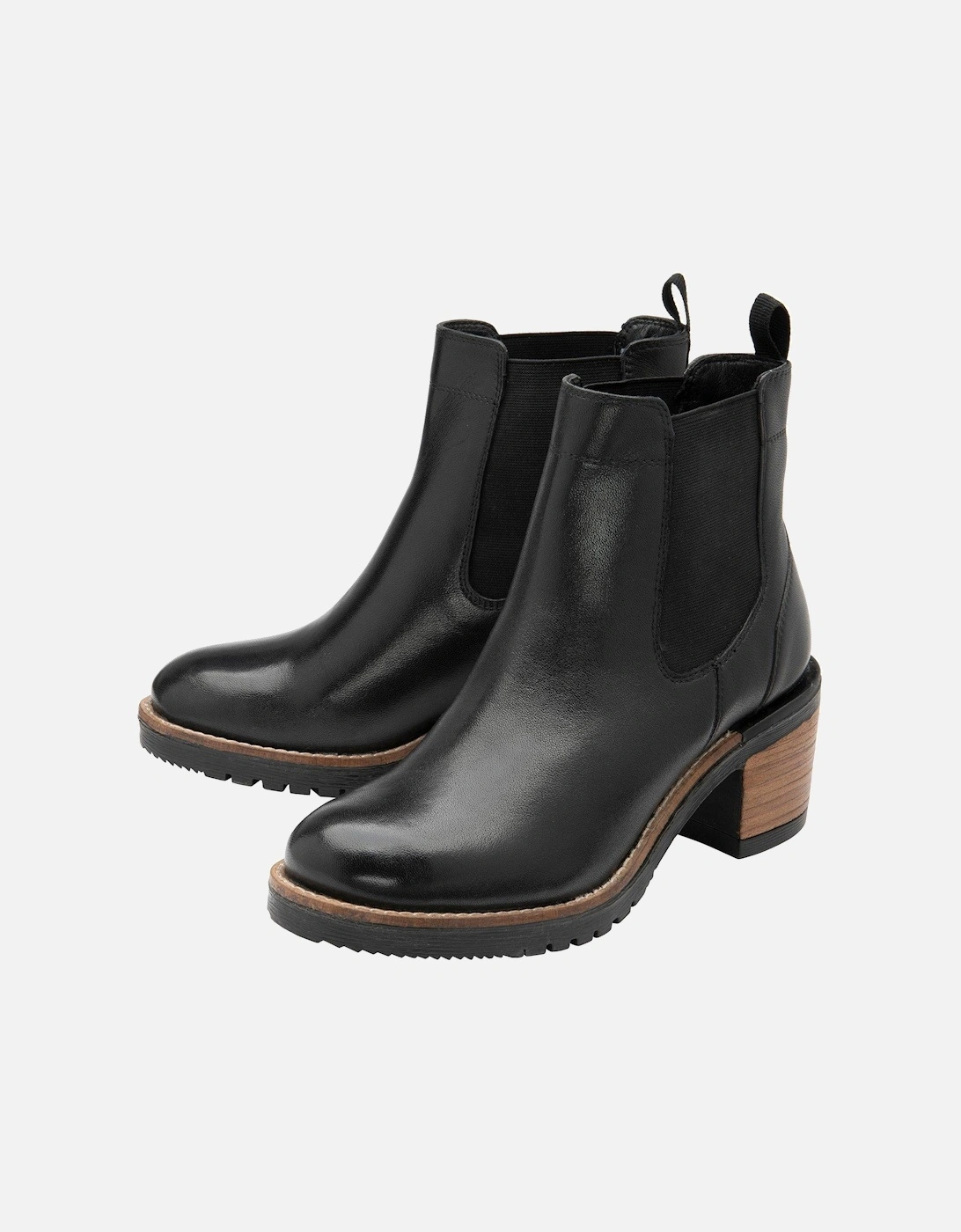 Bray Leather Heeled Boot - Black