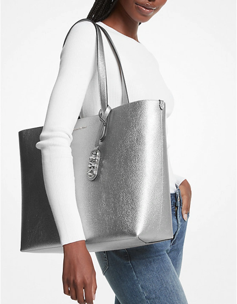 Eliza Extra-Large Metallic Pebbled Leather Reversible Tote Bag