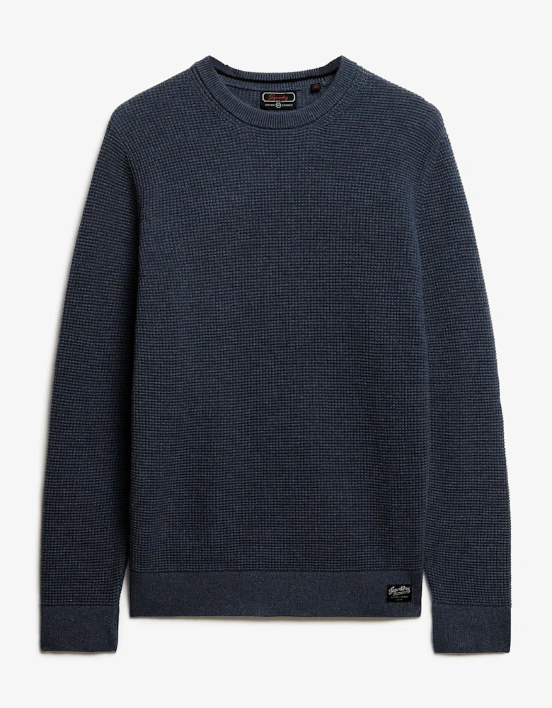 Textured Crew Knitted Jumper - Blue