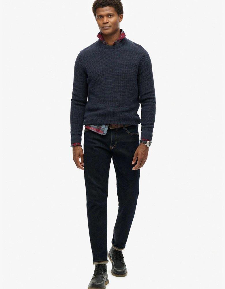 Textured Crew Knitted Jumper - Blue