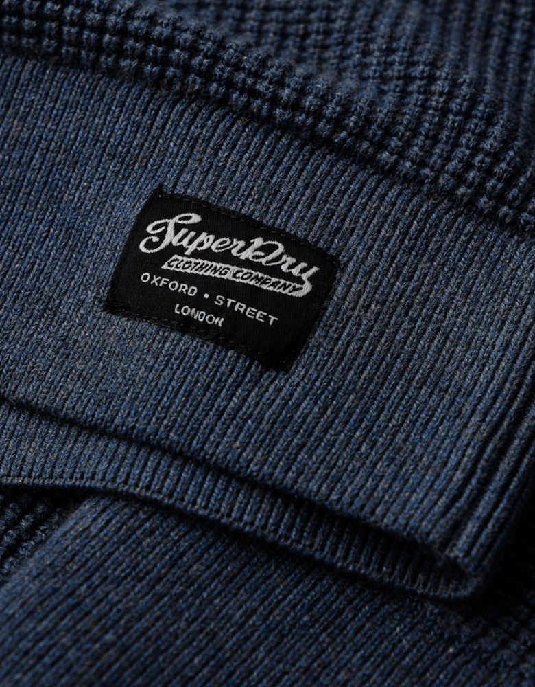 Textured Crew Knitted Jumper - Blue