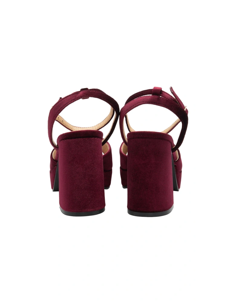 Surina Velvet Platform Heels - Burgundy