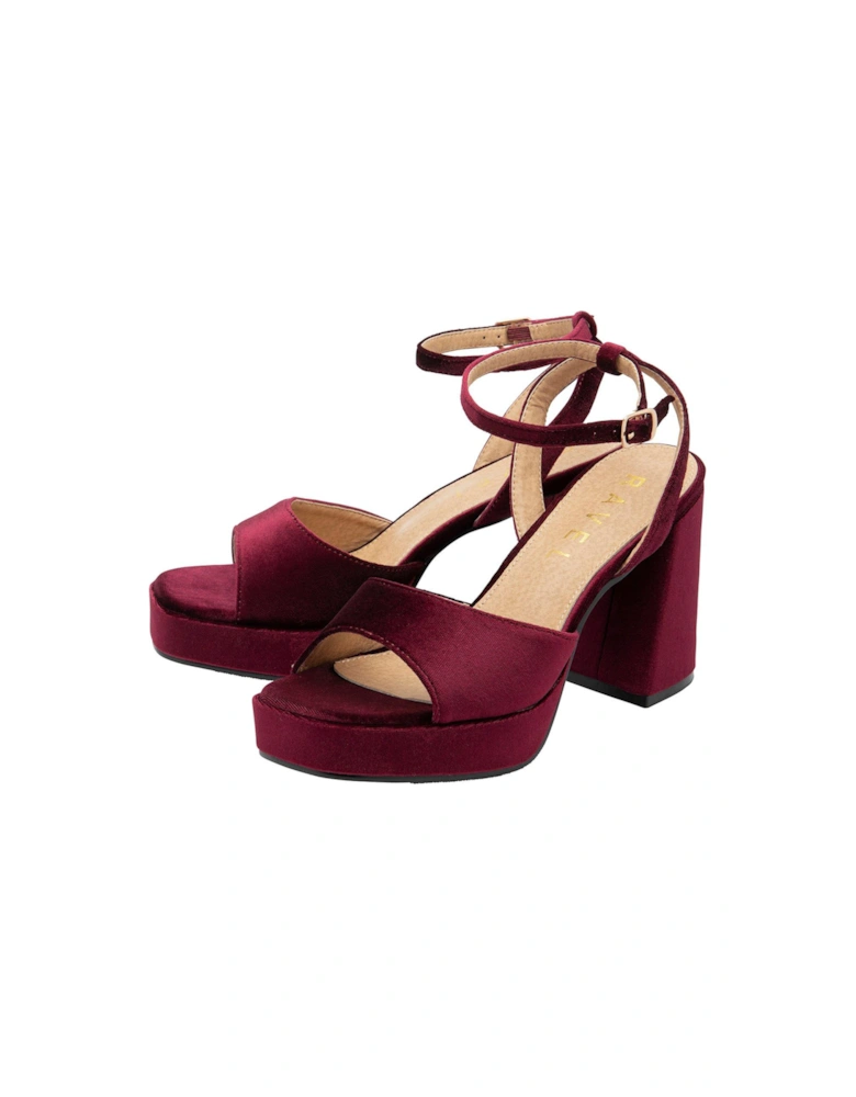 Surina Velvet Platform Heels - Burgundy