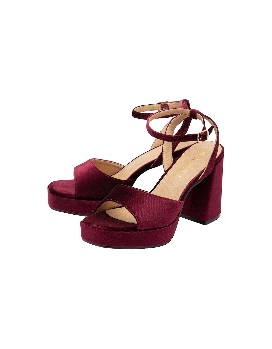 Surina Velvet Platform Heels - Burgundy