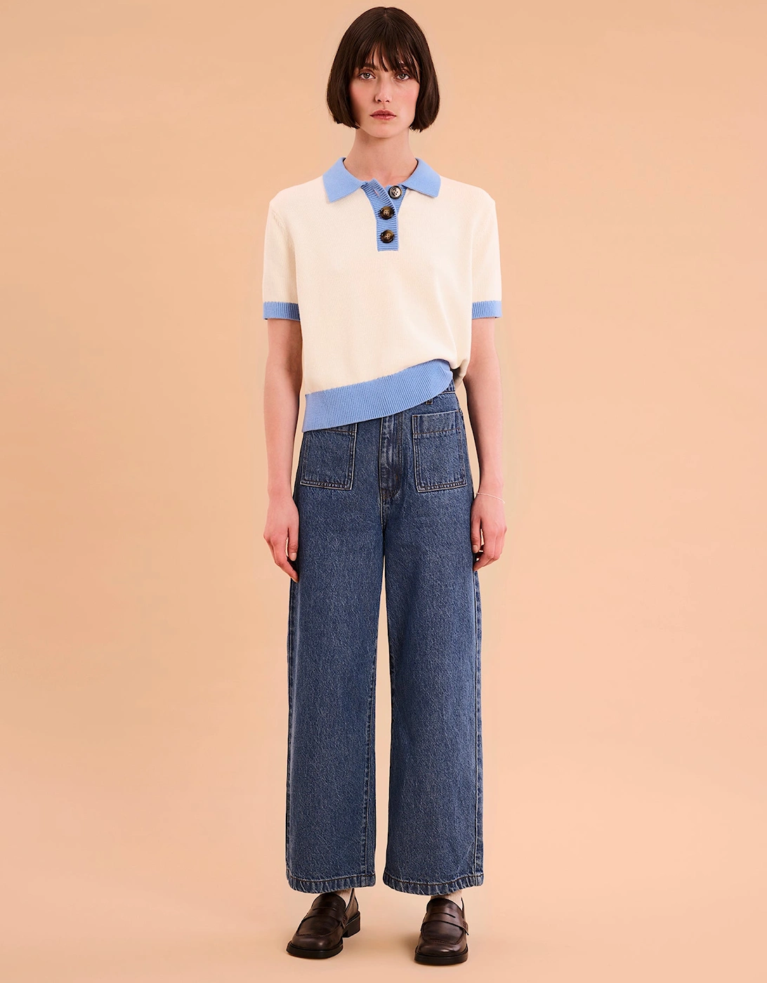 Omnes Women's Cream/Blue Haisley Colour Block Jumper - : Xxl