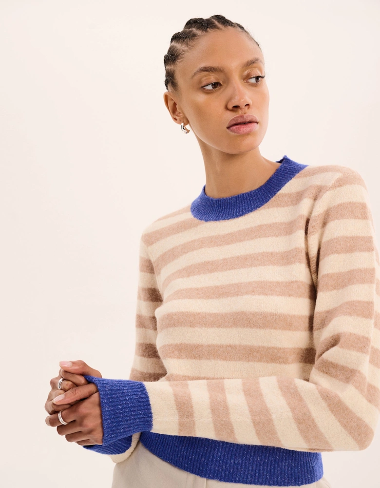 Pia Stripe Jumper in Cream stripe