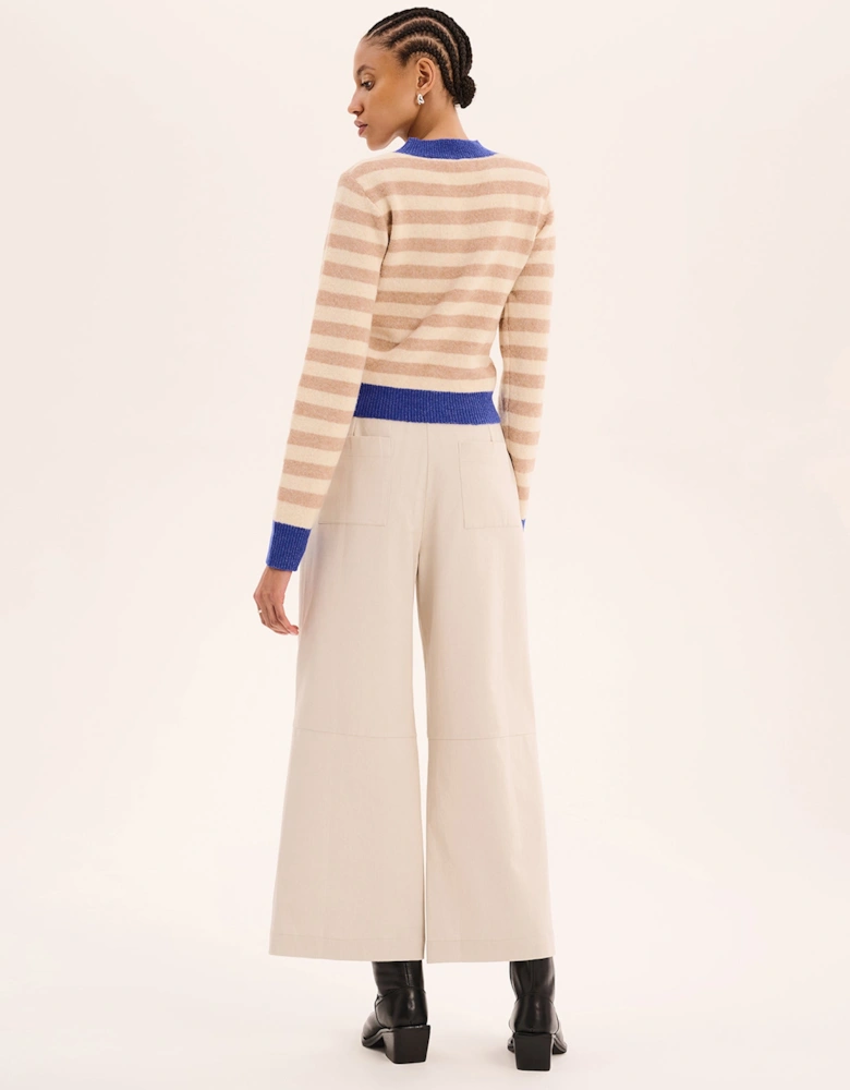 Pia Stripe Jumper in Cream stripe