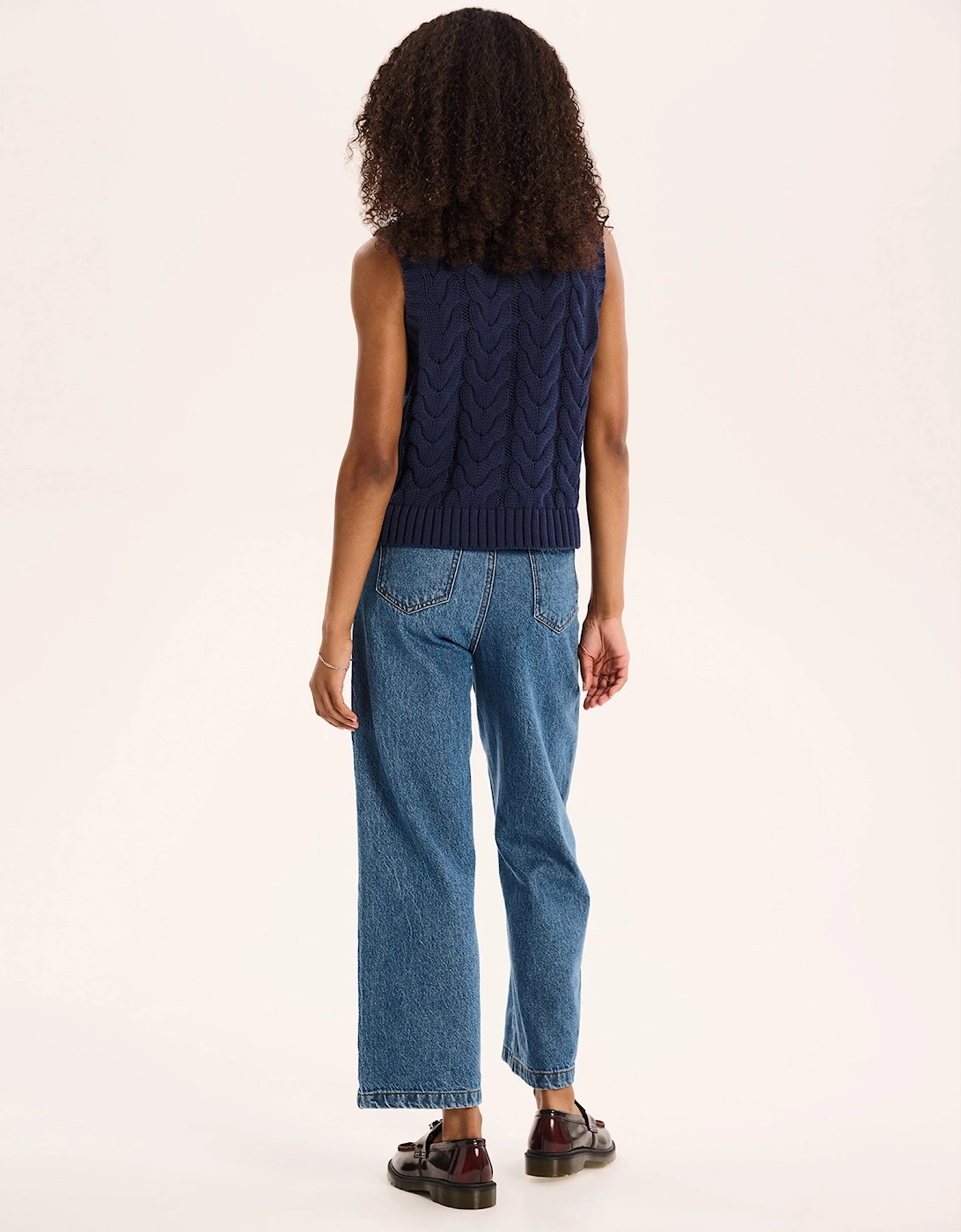 Matilda Cable Knitted Vest in Navy