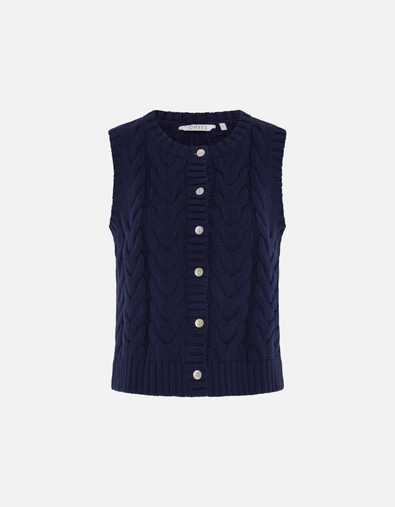 Matilda Cable Knitted Vest in Navy