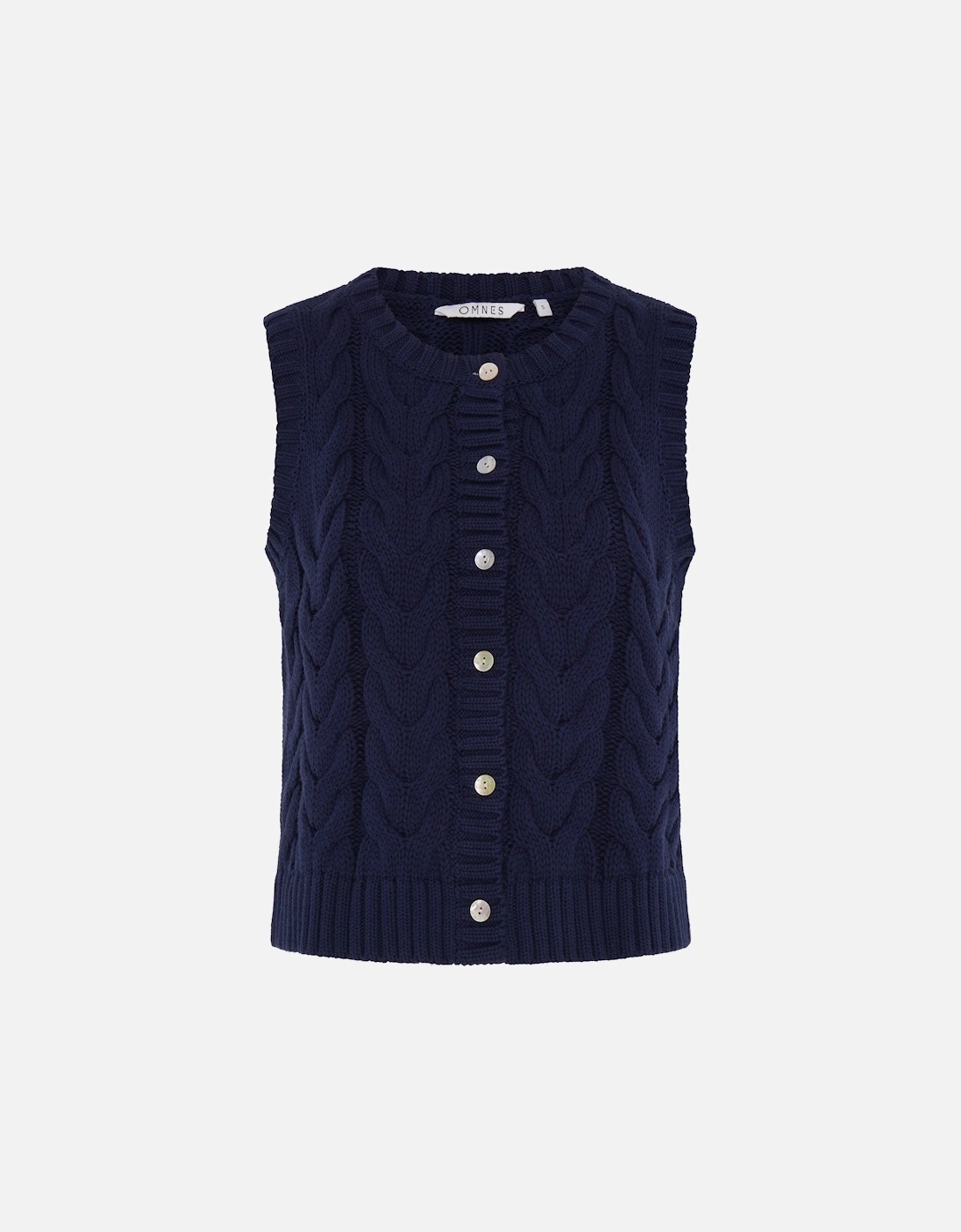 Matilda Cable Knitted Vest in Navy