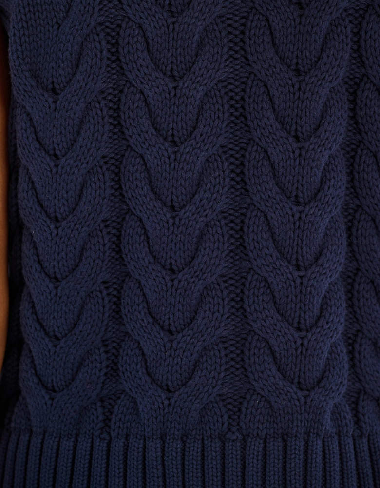 Matilda Cable Knitted Vest in Navy