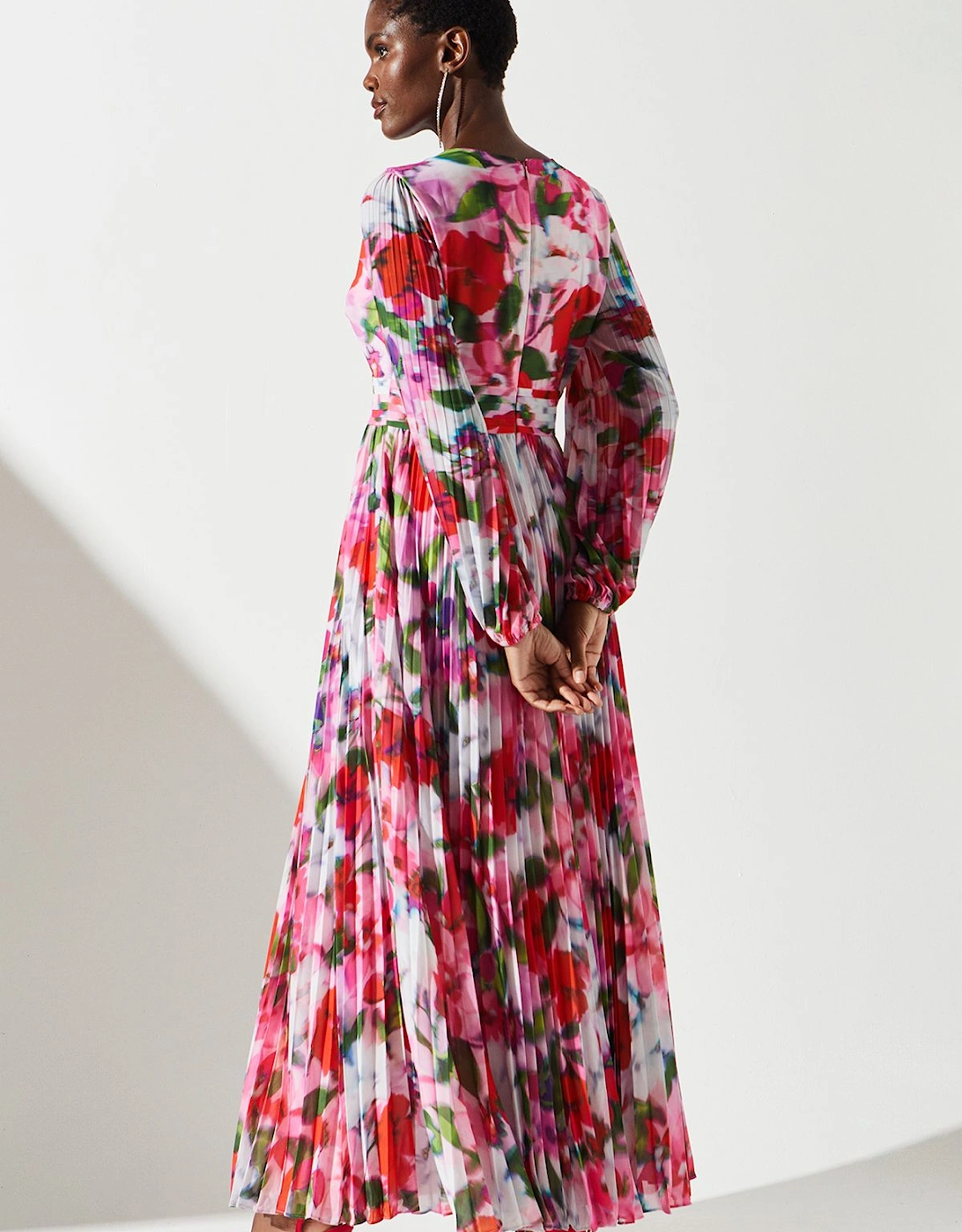 Chiffon Pleated Floral Printed Dress