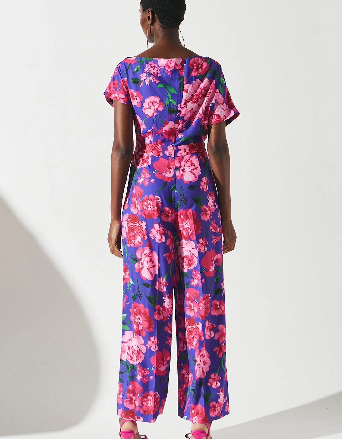 Printed Pleat Off The Shoulder Jumpsuit