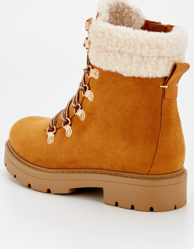 Extra Wide Fit Tan Ankle Hiker Boot - Brown