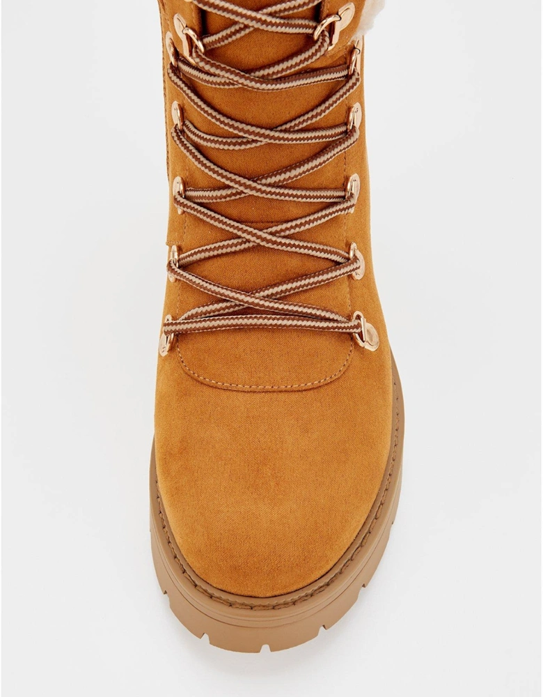 Extra Wide Fit Tan Ankle Hiker Boot - Brown