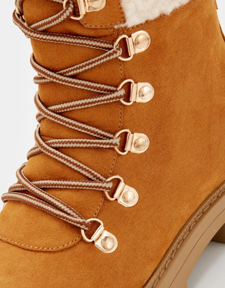 Extra Wide Fit Tan Ankle Hiker Boot - Brown