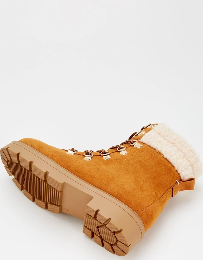 Extra Wide Fit Tan Ankle Hiker Boot - Brown