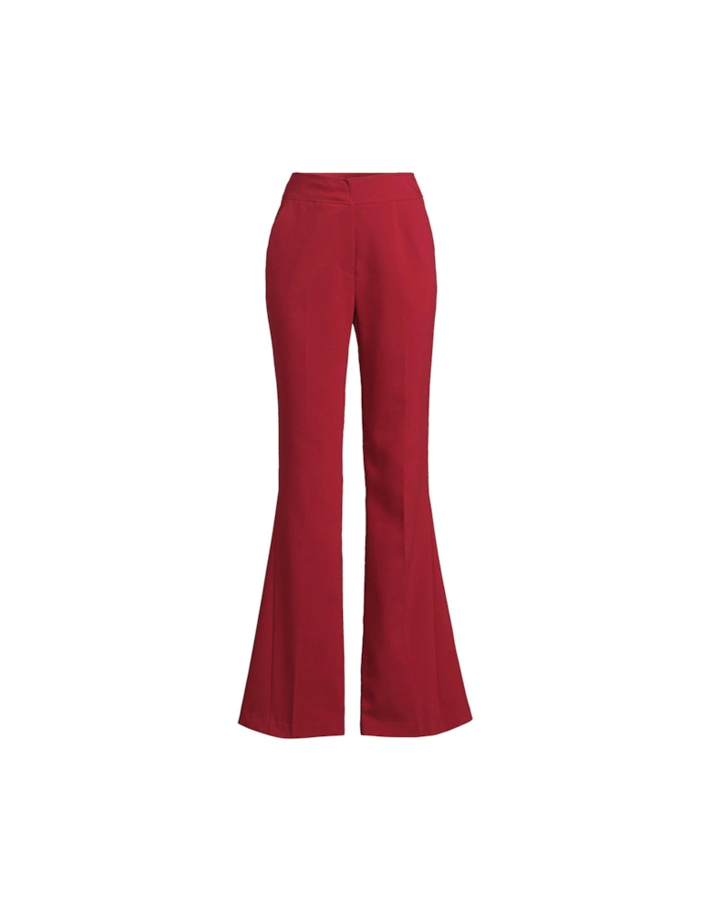 3 Piece Co-Ord Long Length Flared Leg Trousers  - Red