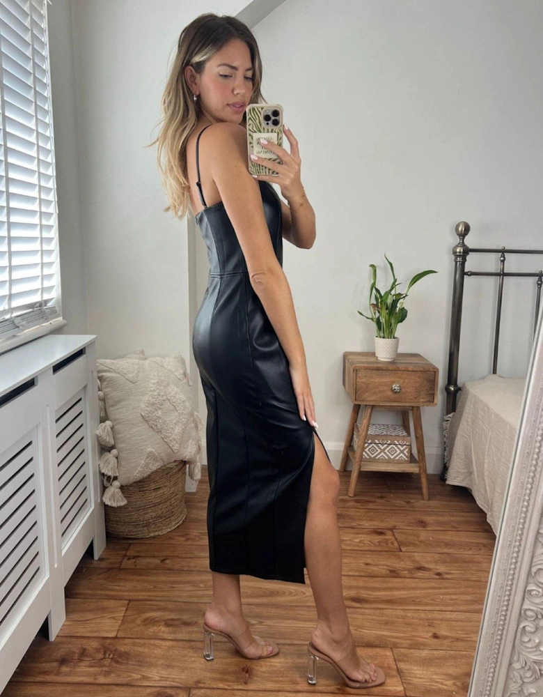 Pu Midi Dress - Black