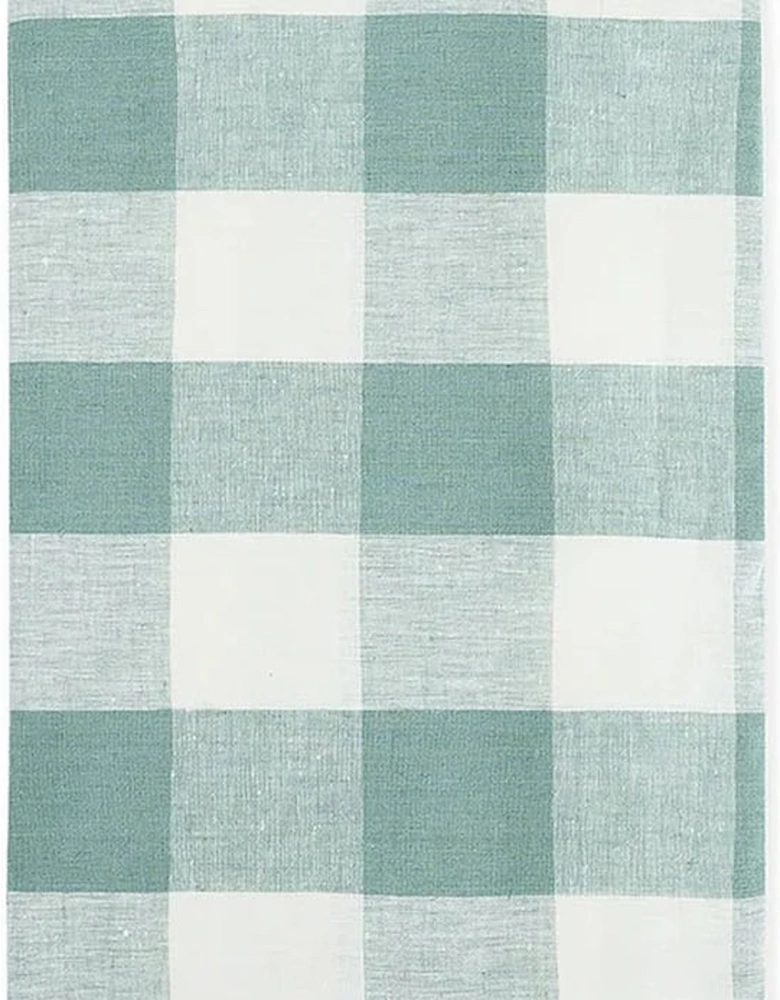 Teal Gingham Linen Tablecloth