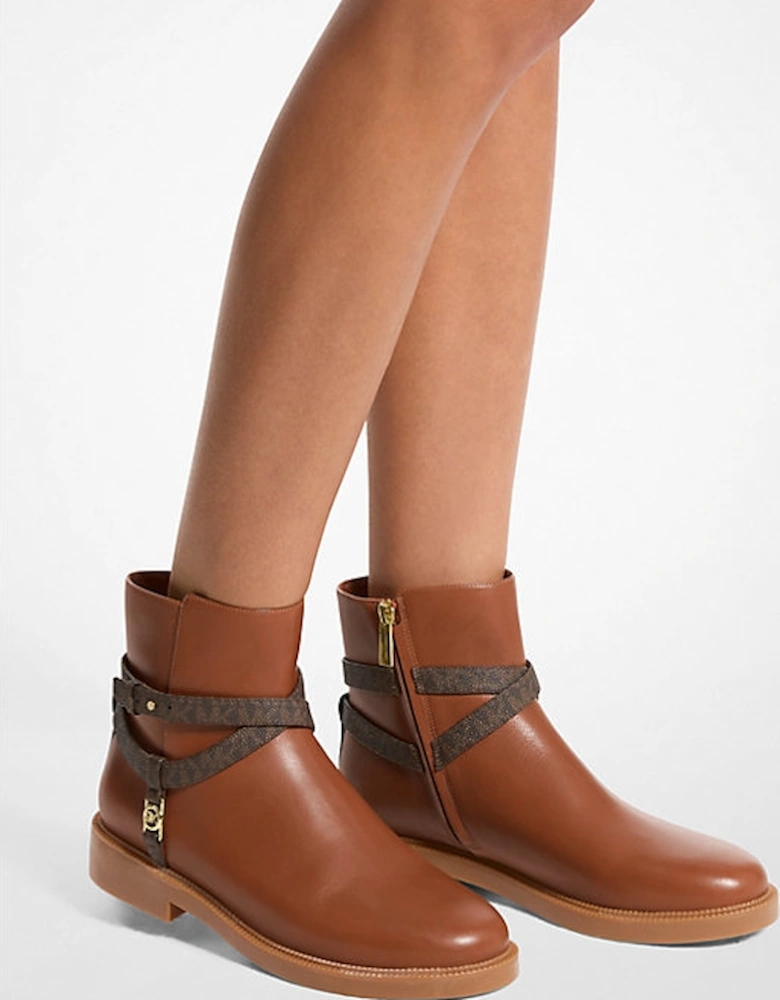 Abigail Leather and Signature Logo Trim Ankle Boot