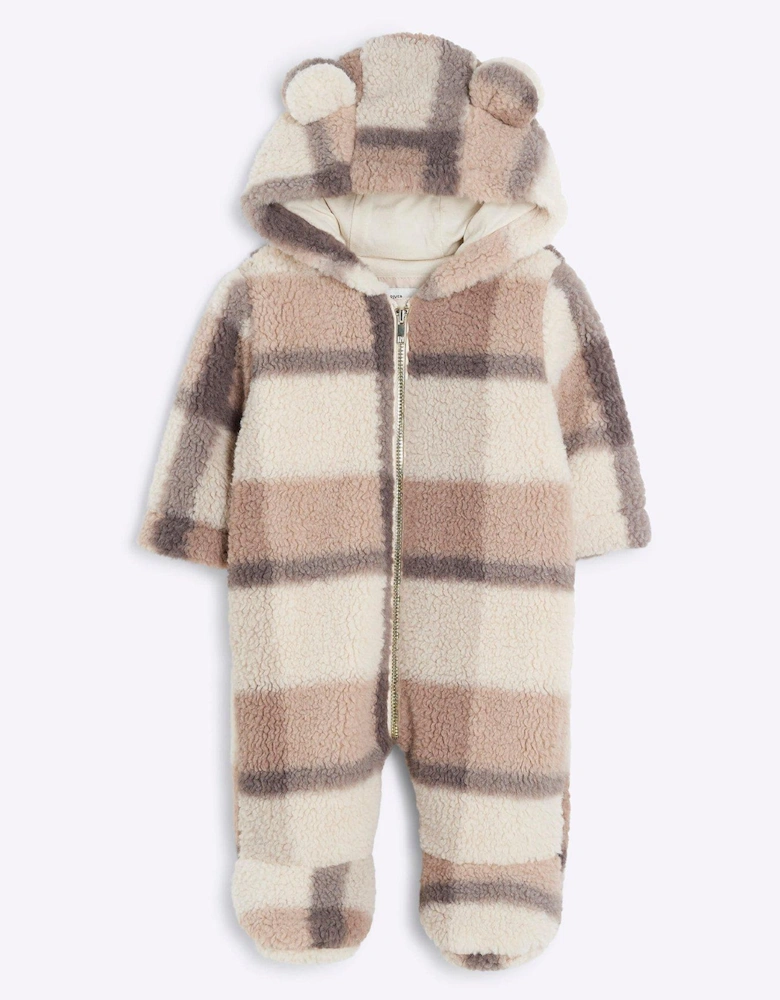 Baby Borg Checked Pramsuit - Beige