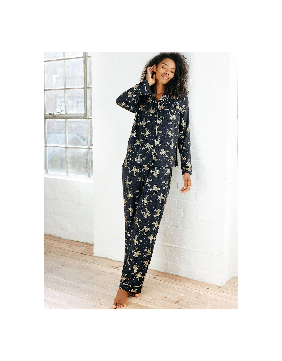 Button Up Long Set - Poly - Navy