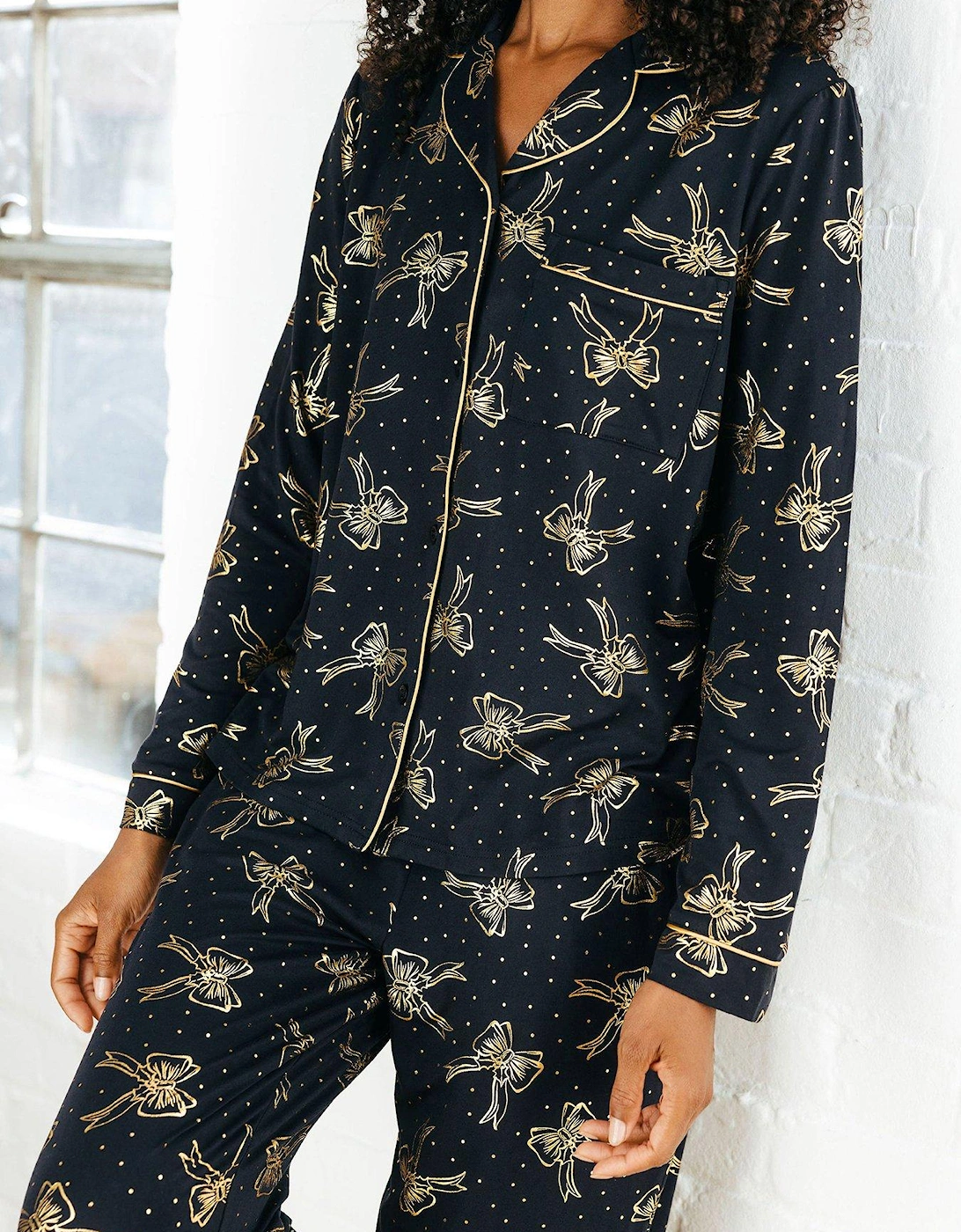 Button Up Long Set - Poly - Navy