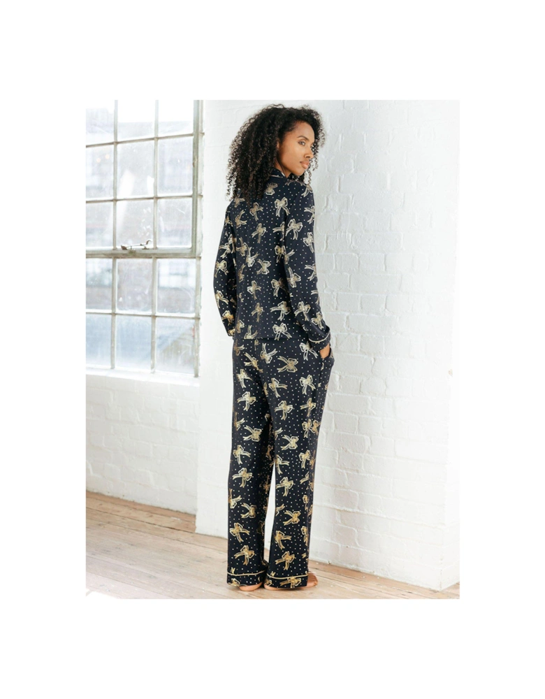 Button Up Long Set - Poly - Navy