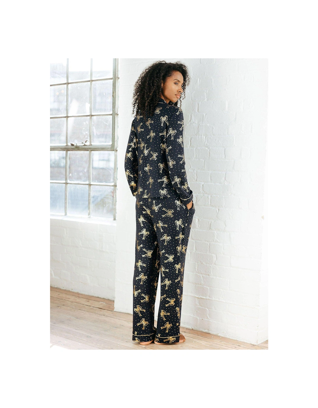 Button Up Long Set - Poly - Navy