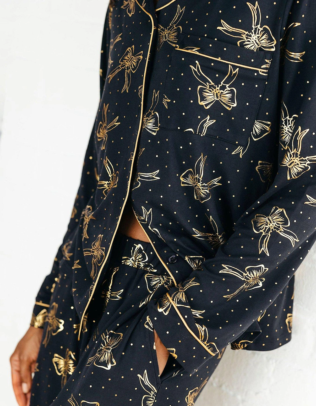 Button Up Long Set - Poly - Navy