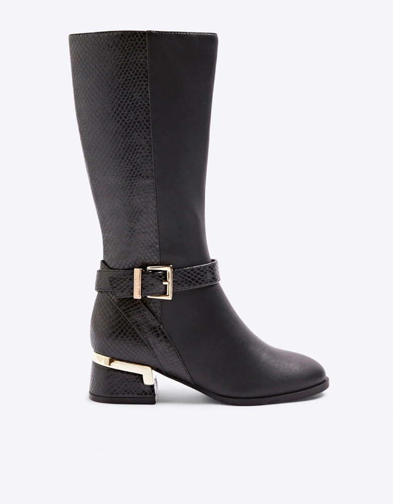 Older Girl Heeled Knee High Boots - Black