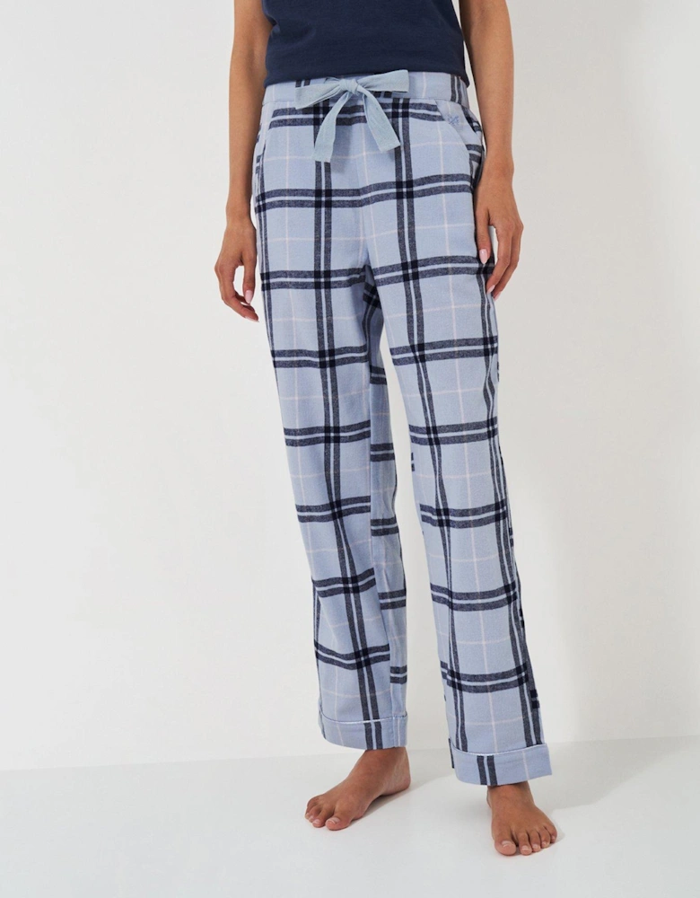 Brushed Flannel Checked Lounge Trousers - Blue