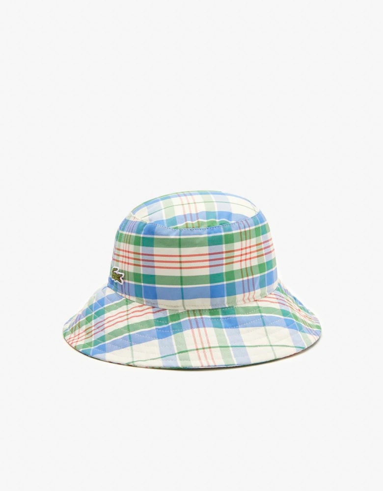 Cotton Blend Checked Bucket Hat