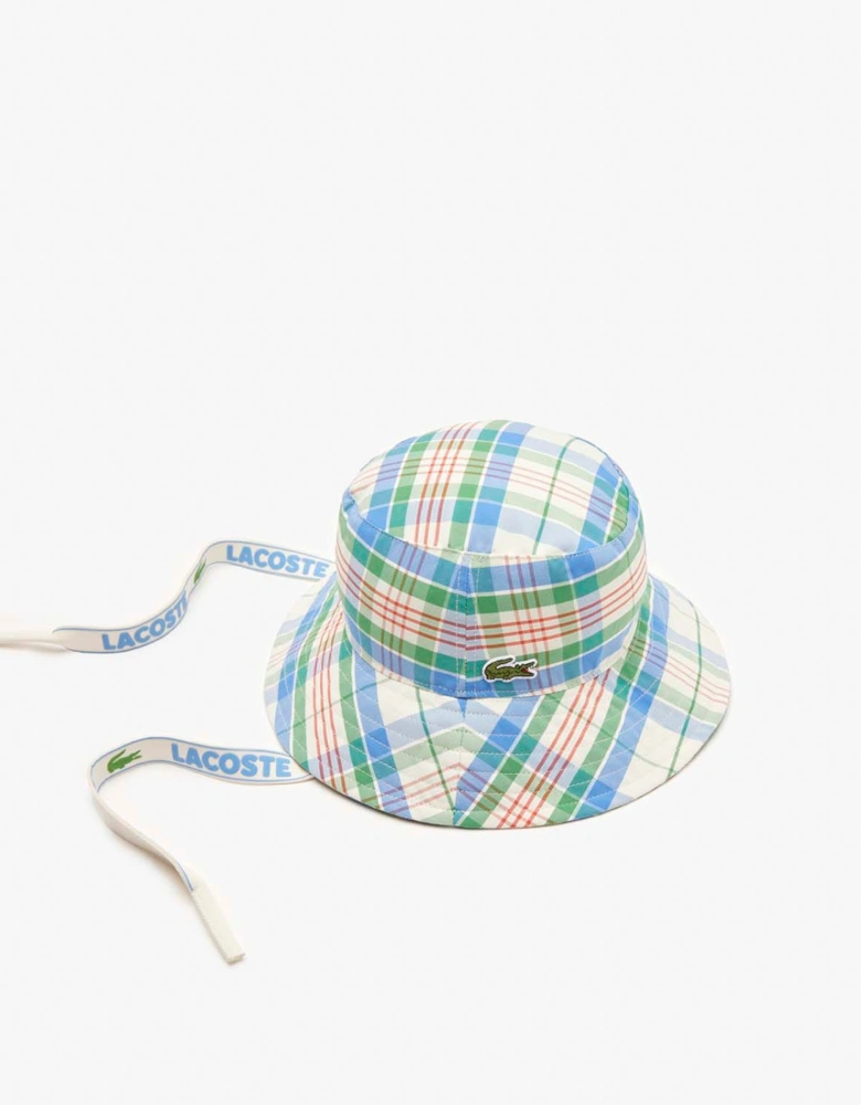 Cotton Blend Checked Bucket Hat