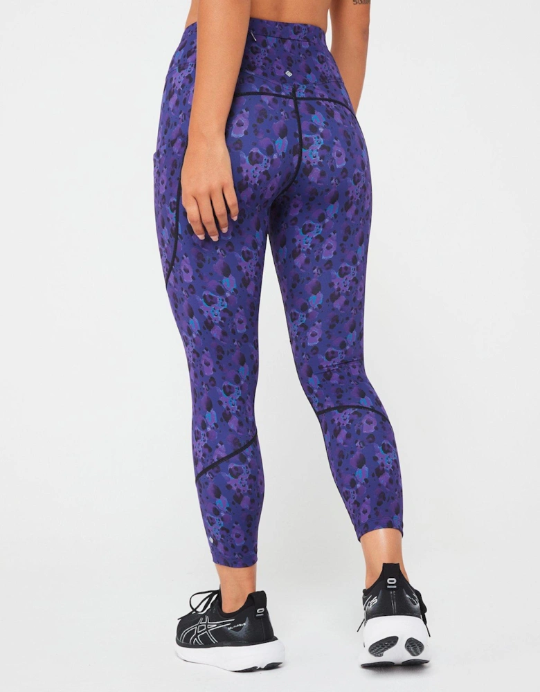 Womens Tech Crop Running Tight-purple