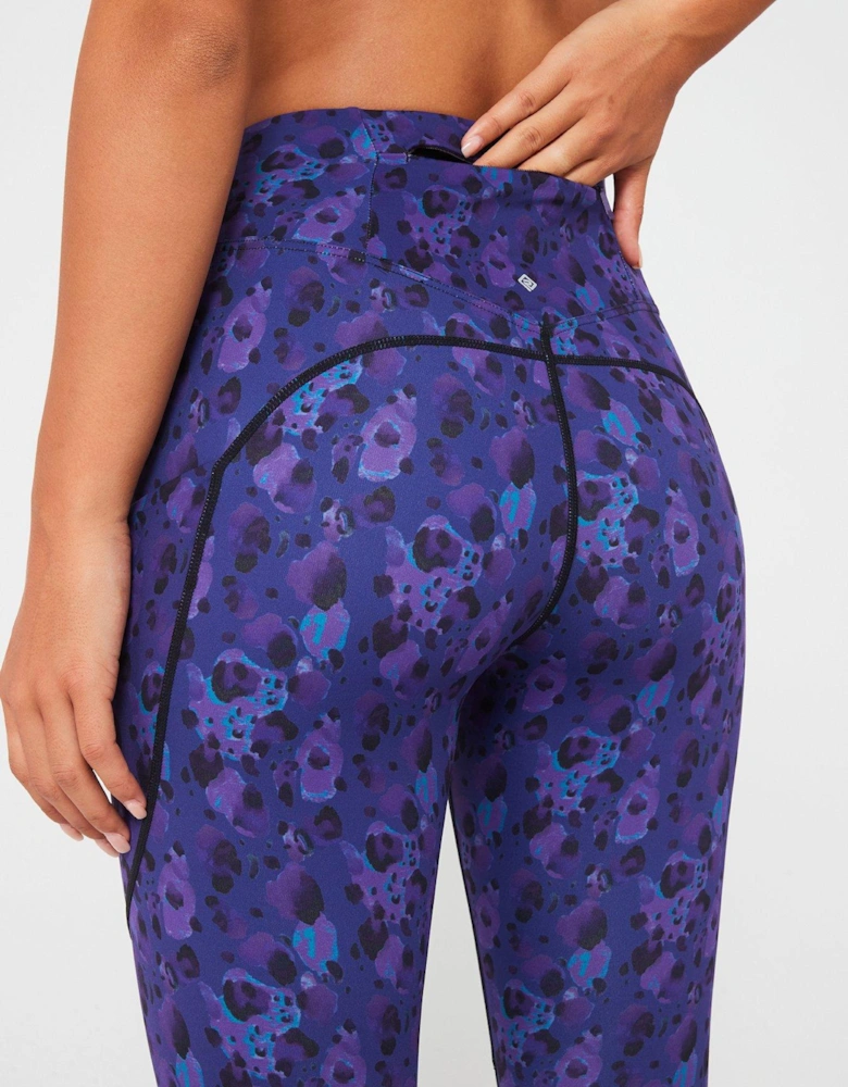 Womens Tech Crop Running Tight-purple
