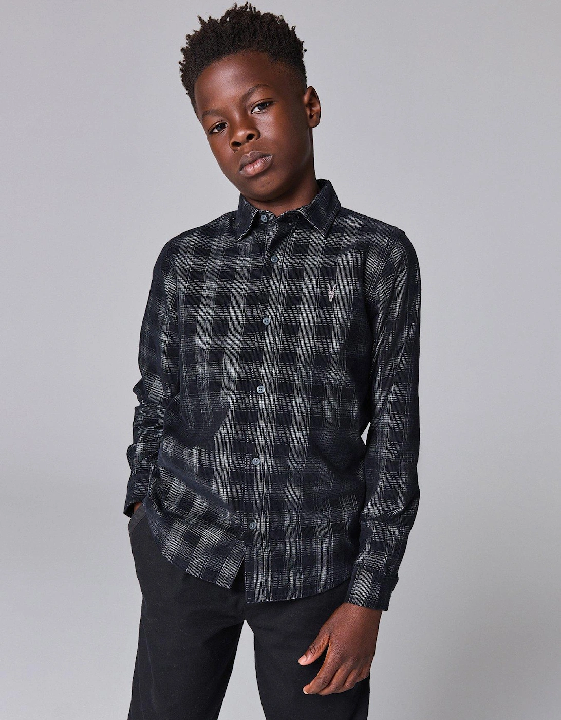 All Saints Boys Eastburn Shirt - Black/White, 5 of 4