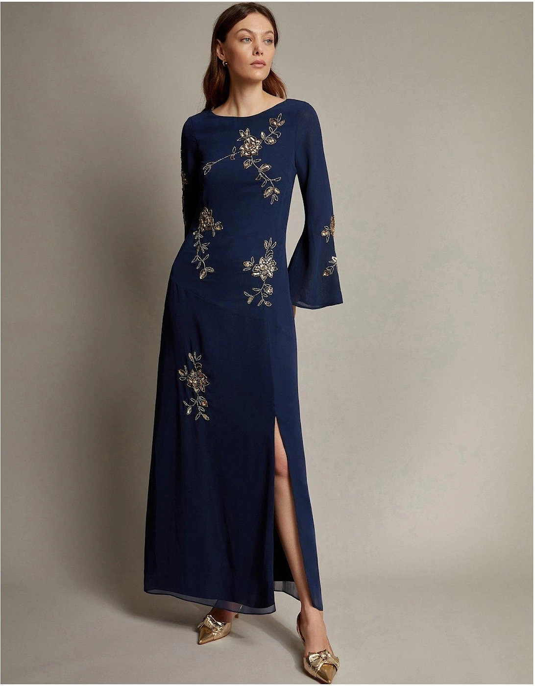 Long Sleeve Sarah Embellished Dress - Blue, 2 of 1