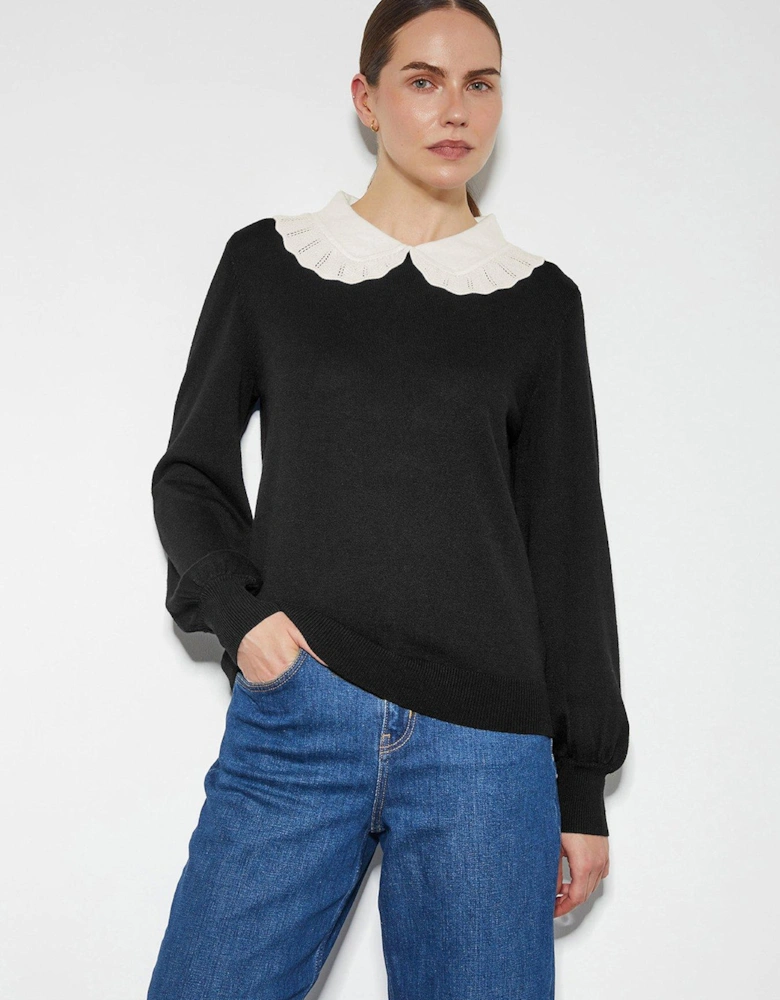 Cleo Collar Jumper - Black