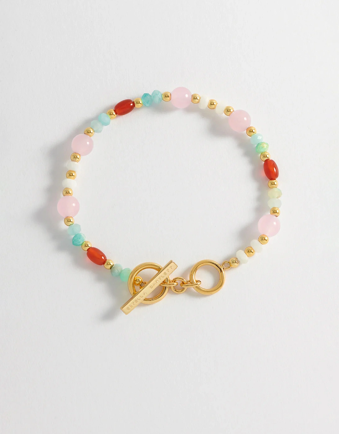 Mixed Pastel And Orange T-Bar Bracelet Gold Plated, 5 of 4