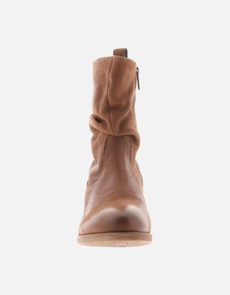 Womens Boots Biker Emilia Leather Zip tan UK Size