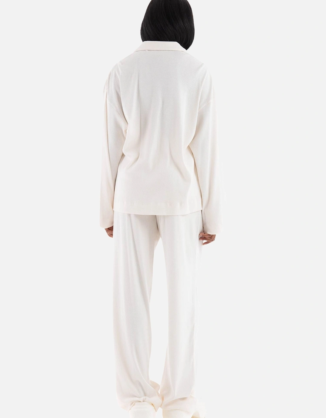 Elegant Ribbed Organic Cotton Pyjama Set, Off-White