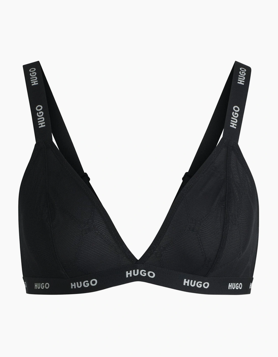 Hugo Boss Women's Black Sporty Logo Lace Triangle Bra, /Silver - Size: Xs