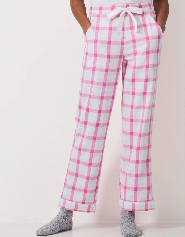 Brushed Flannel Checked Lounge Trousers - Pink