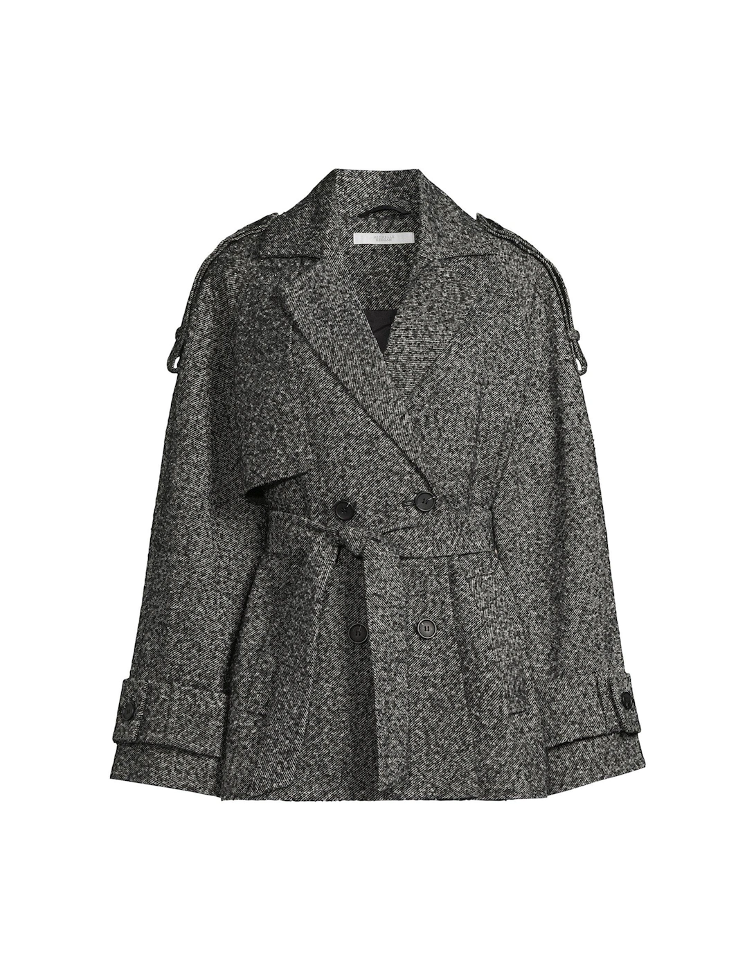 Textured Wrap Short Trench Coat - Grey