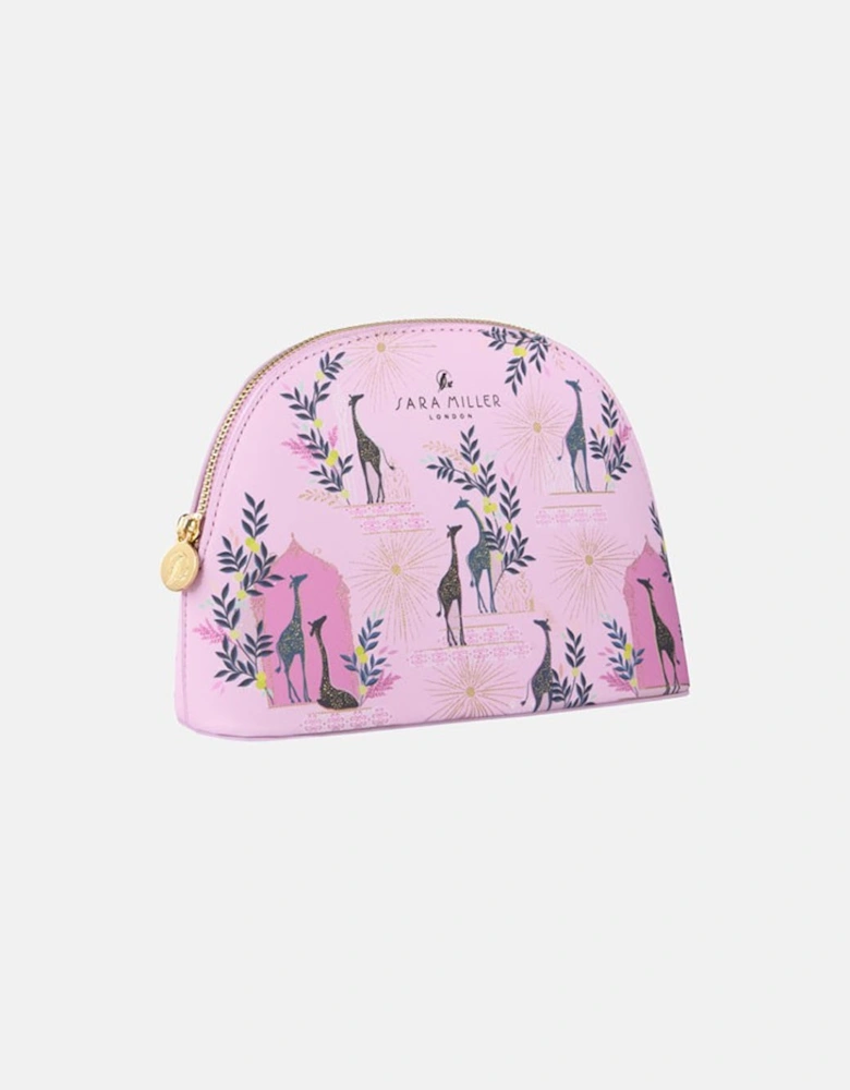 Basking Giraffes Medium Cosmetic Bag Pink