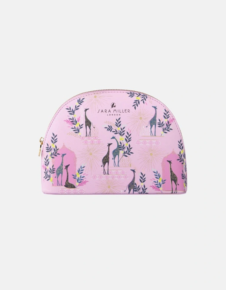 Basking Giraffes Medium Cosmetic Bag Pink